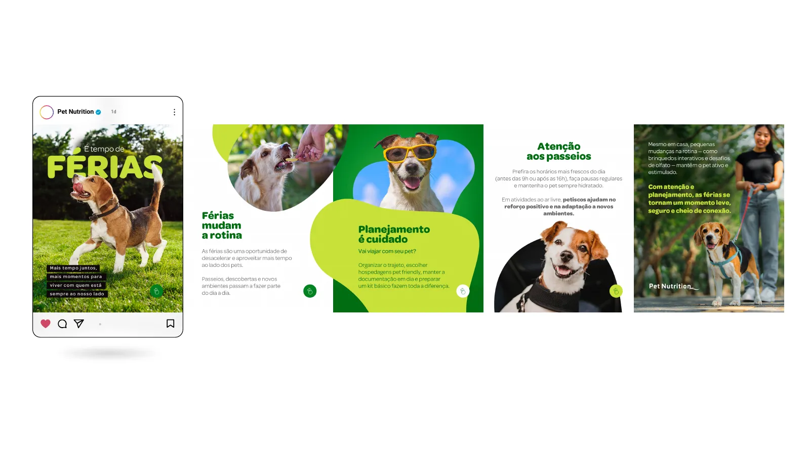 Pet Nutrition – carrossel Férias aplicado no Instagram